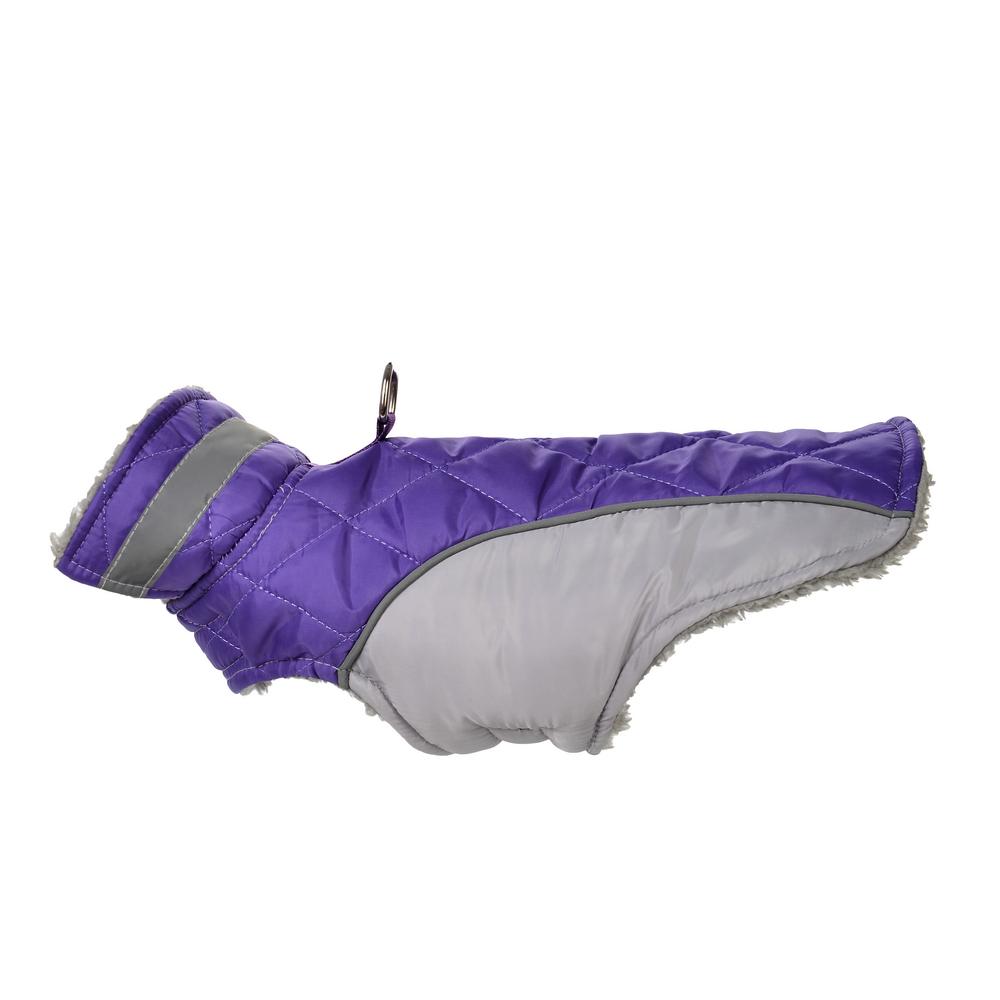 

Светоотражающая куртка-пальто для питомца, ветрозащитная, с высоким воротником, одежда для кошек, зимняя теплая флисовая, наряд для котят с D-кольцом для маленьких кошек сфинксов XS фиолетовый