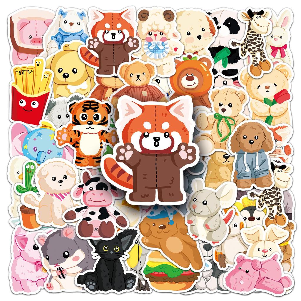 50 Cute Animal Cartoon Stickers - Adorable Pet Designs, Waterproof & Perfect for Journal Decoration
