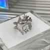 Dainty Adjustable Copper Star Ring With Sparkling Zircon Stone Elegant Jewelry For Fashion Forward Women