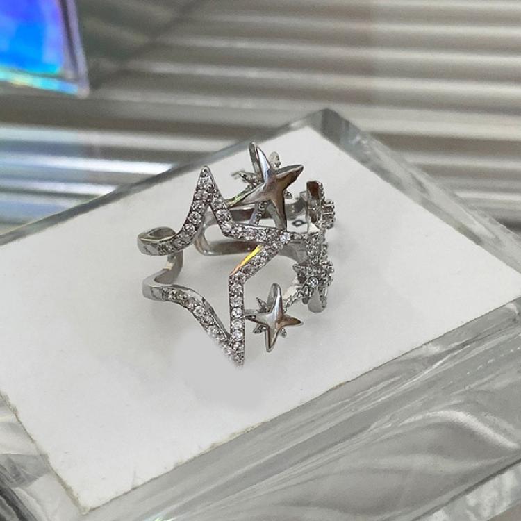 Dainty Adjustable Copper Star Ring With Sparkling Zircon Stone Elegant Jewelry For Fashion Forward Women