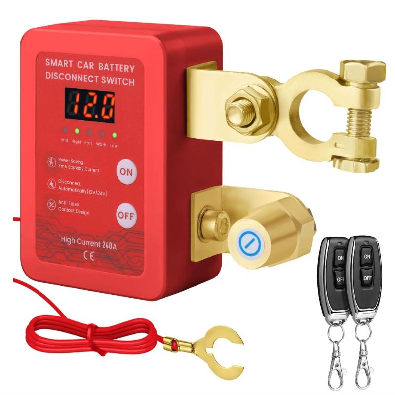 

Remote Battery Disconnect 240A With Led Voltage Display Automatic Power Shut Off For Automobiles
