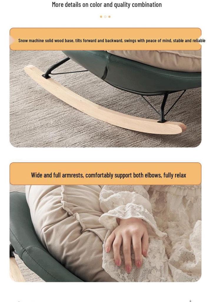Single Rocking Chair - Comfortable White Sofa for Balcony, Living Room, or Bedroom Leisure.