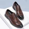 Classic British Gentleman Leather Shoes Carved Floral Brogue Casual Rear Heel Small Cloth Label Fashionable Men's Shoes