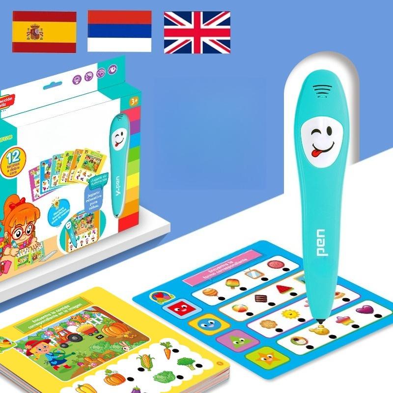 Spanish English Russian Early Education Intelligent Book Electronic Children Talking and Reading Pen Toy Learning Book With Pen