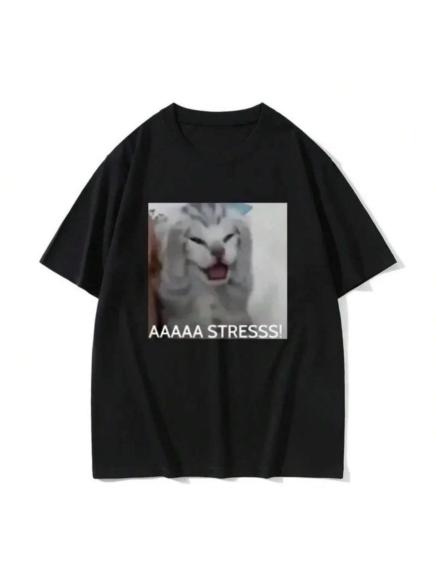 Cute Funny Stressed Cat Pattern Printed Tshirt Summer Wo Casual Creative T-Shirts Wo Round Neck Short Sleeve S разноцветный