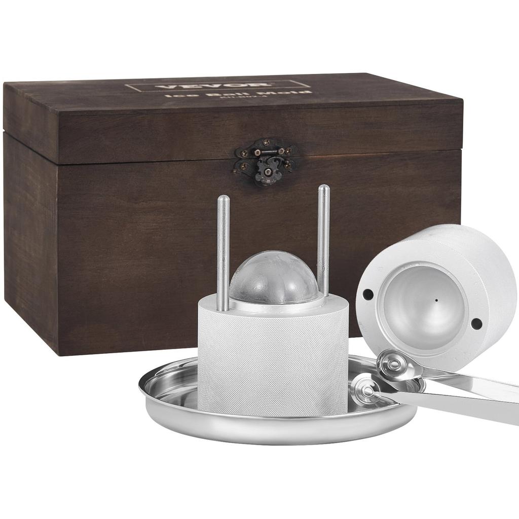 VEVOR Ice Ball Press Kit, Aircraft Al Alloy Ice Press with Ice Block Mold, Large Mat, Tong, Drip Tray, One Glass