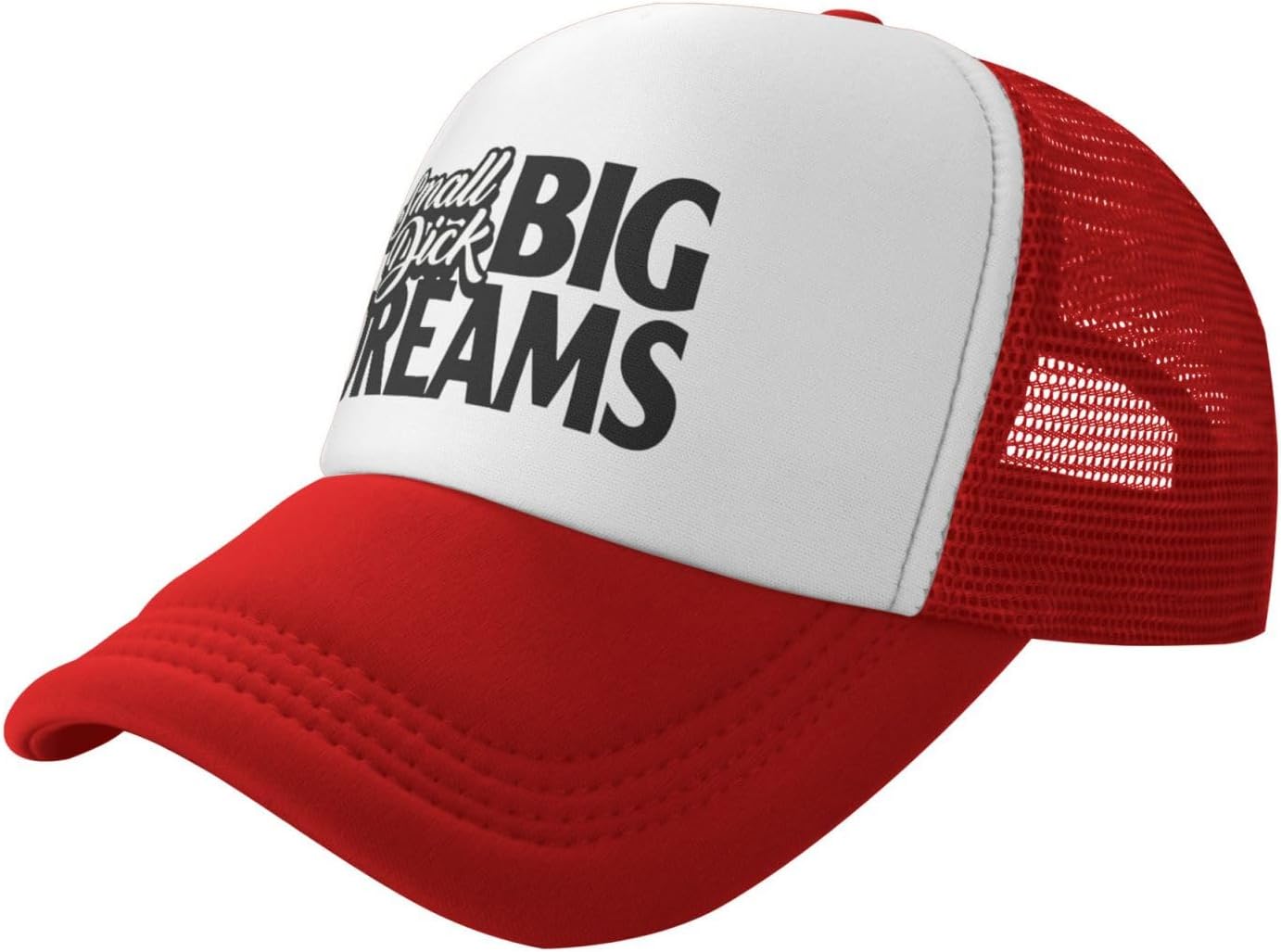 Small Dick Big Dreams Funny Trucker Hat Adult Adjustable Baseball Cap Breathable Unisex Fishing Hats One Size