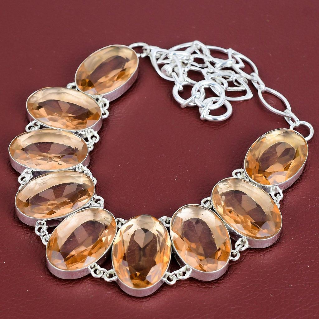 Faceted morganite necklace natural gemstone jewelry 925 sterling silver necklace handmade adjustable chain necklace silver jewelry for gifts