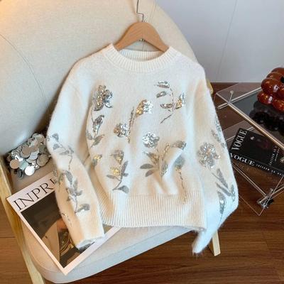Wool Sweater for Women Autumn Winter Thickened Pullover Warm Knitted Stretchy Long Sleeve Oversize Jumper Tops