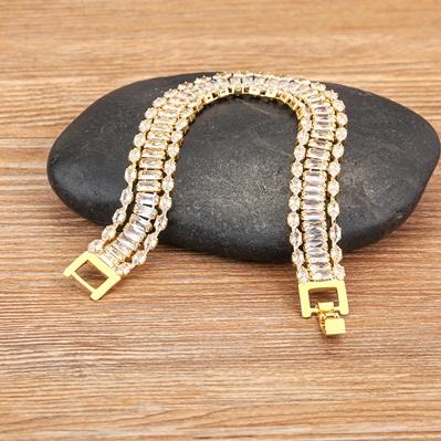 Nidin High Quality Multicolor Full Zircon Bracelets for Women Ladies Wedding Rainbow Charm Boho Hand Chain Party Jewelry Gifts