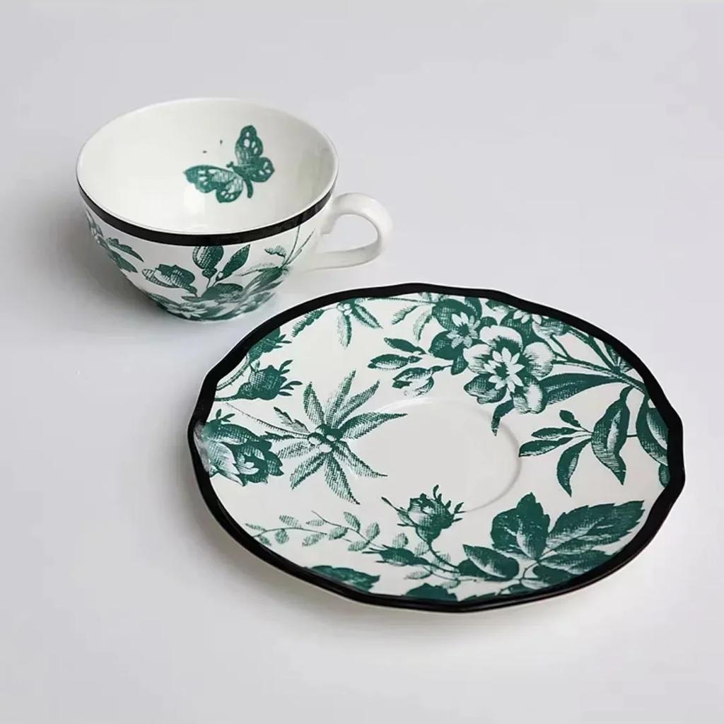 Keramikteller im europäischen Stil, Vintage, üppiger Blumendruck, westliches Essen, Speiseteller, Nachmittagstee, Dessertteller, Geschirr