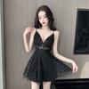 Slim Sexy V-Neck Suspender High Quality Lace Hollow Waist Backless Swing Suspender Dress New