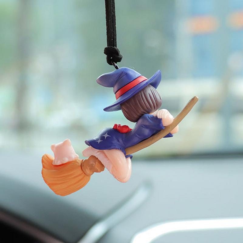 Küçük Cadı Araba İç Dekorasyonu Sevimli Cadı Figürü Oto Dikiz Aynası Kolyesi Araba Aksesuarları Kadın İçin
