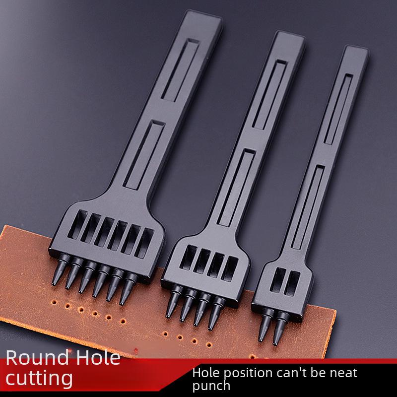 Black Round Hole Punch Set for DIY Leather Craft - 2, 4, 6 Holes