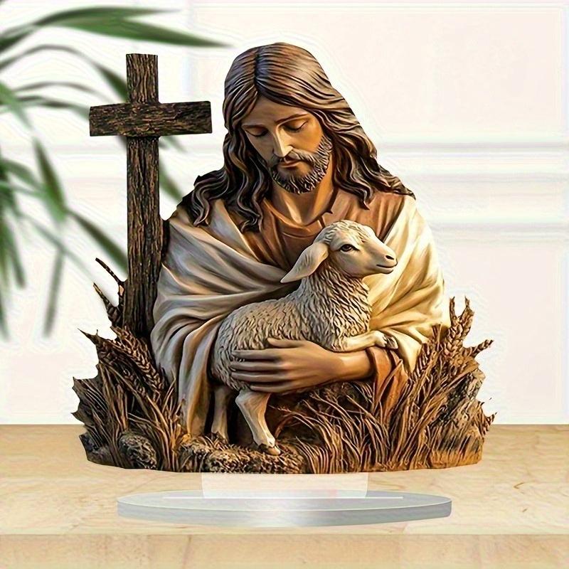 2D Flat Acrylic Lamb Hug Decoration, Indoor and Outdoor Decoration - No Battery/electricity Required, Free Day Decoration, Shop Decoration, Durable Ou