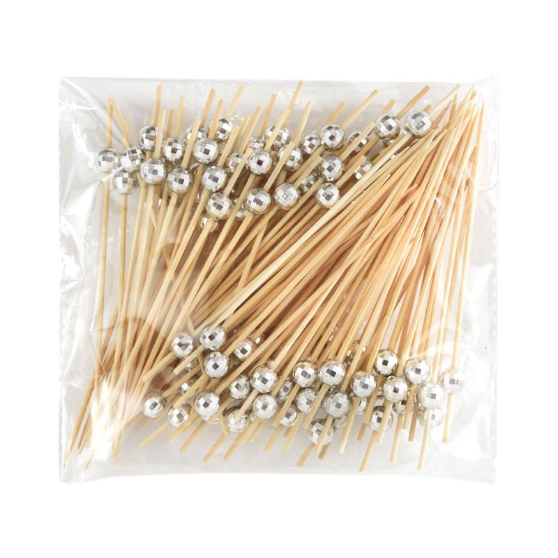 100Pcs Mirror Disco Ball Food Dessert Fruit Toothpick Disposable Buffet Cocktail Picks for Birthday Party Wedding Decor Supplies