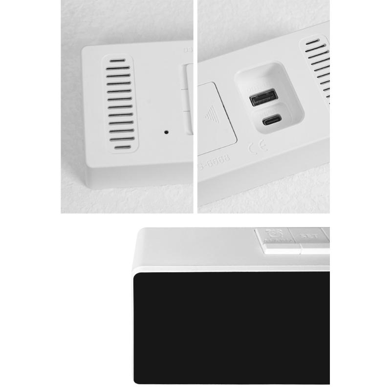 Modern LED Desk Clock With USB Charging Port And Multiple Alarm Setting Adjustable Brightness Digital Alarm Clock