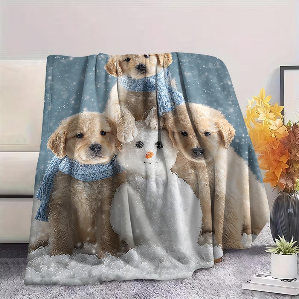Golden Retriever Print Flannel Blanket, High Quality Comfortable for All Seasons, Home Decor, Warmth and Comfort, Perfect for Christmas Gifts