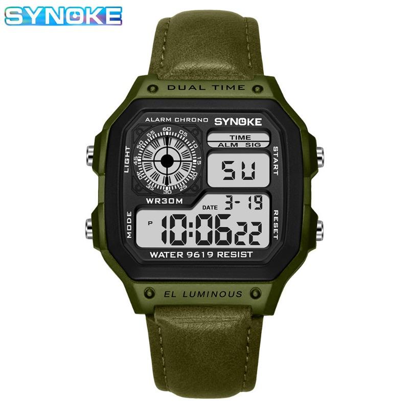 Top Brand New Retro Trendy Men's Sports Electronic Watch Belt Style Waterproof Multifunctional Luminous Classic Square Watch
