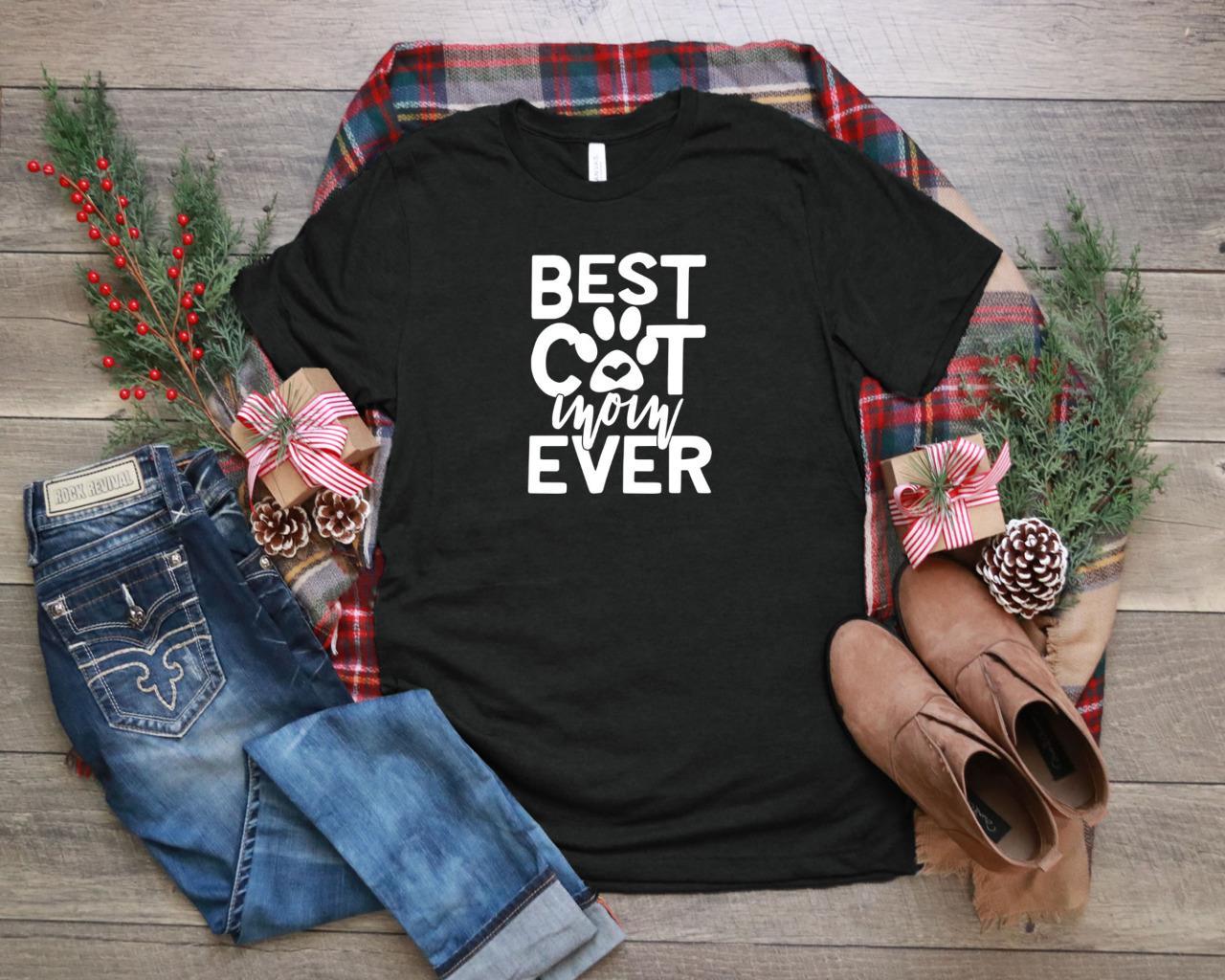 Best Cat Mom Ever Women s Cat Lover T-Shirt Tee XL