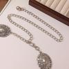 European and American Ancient Gold Blackened Western InS-style Metal Women's Waist Chain with Retro Carvings