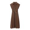 Kaslead New Women clothes Western Style Fashion With Belt Midi Dress 5029168