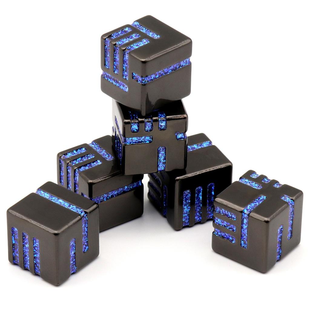 D6 Metal Dice Set, 6 Sided Dice 6 Pieces Solid Metal Game Dice for DND Role Playing Game RPG Pathfinder Shadowrun Warhammer D&D Accessories Gift