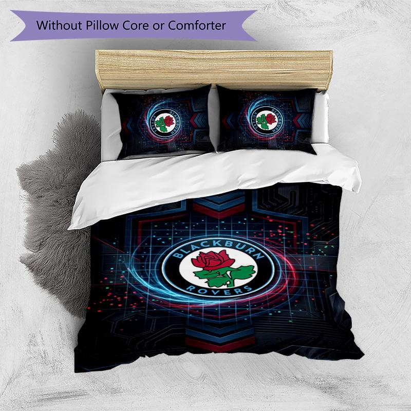Blackburn Rovers Football Printed 3 Pieces Bedding Set, Comfortable Skin Friendly Bedroom Duvet Cover Set