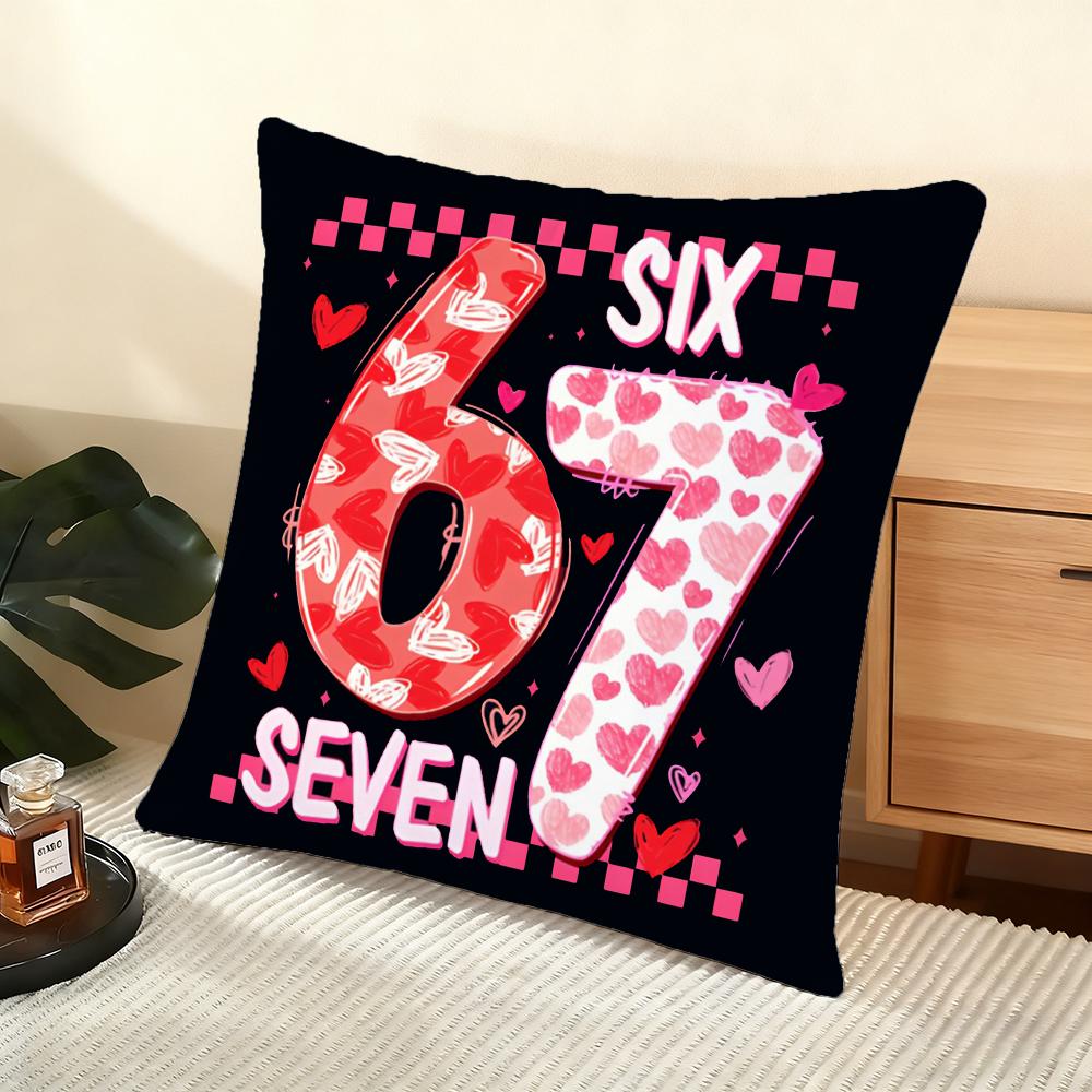 Six Seven Cushion Cover Soft Short Plush Pillow Cover Smooth Cozy Texture Aesthetic Cushion Case Home Decor