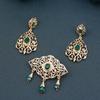 Gold Color Bohemia Women Brooch Earring Sets Bride Jewelry Tassel Brooch Pins Flower Earring