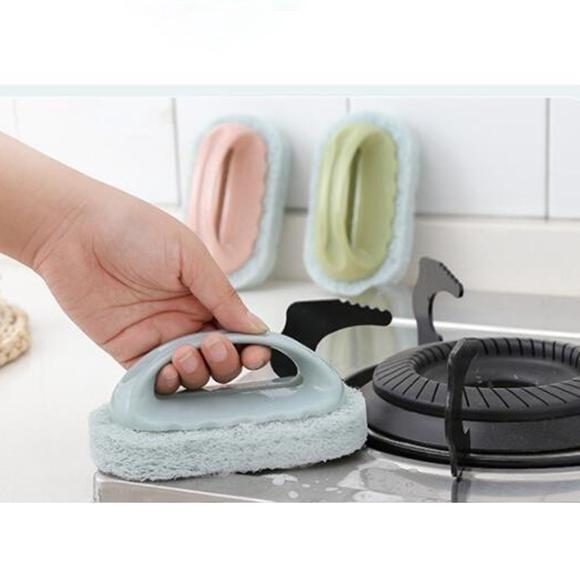 Handles Sponge Brush Blue Soft Magic Sponge Eraser Cleaning Bathtub Ceramic Tile Cleaner Kitchen Tool Bathroom Tile Brush with Handle Bathtub Brush