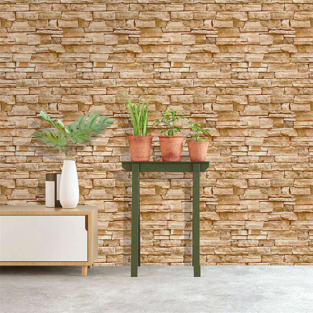 Brown Stone Peel And Stick Wallpaper Self-Adhesive Removable Wallpaper Waterproof  Contact Paper For Kitchen Wall Home Decor