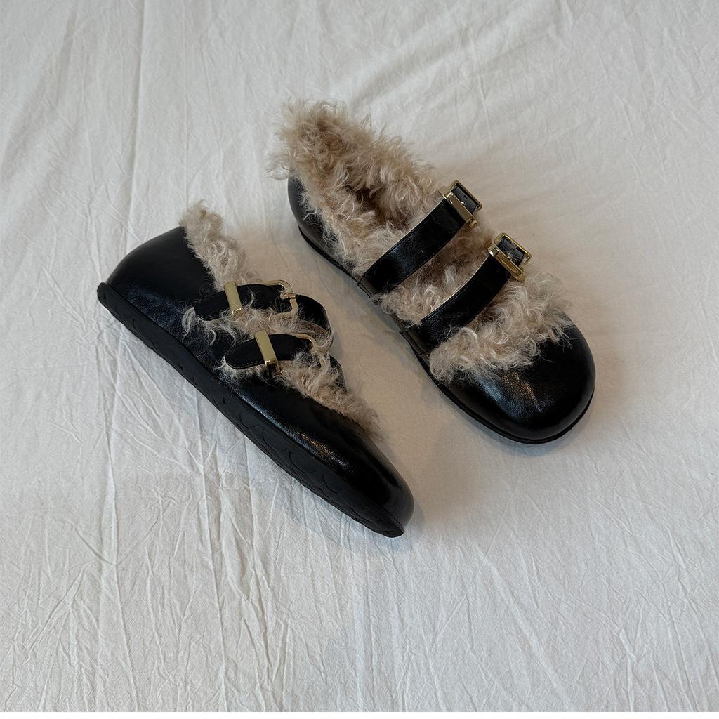 French Mao Mao shoes shallow mouth Mary Jane shoes women's autumn and winter new fashion versatile warm wear comfortable cotton shoes