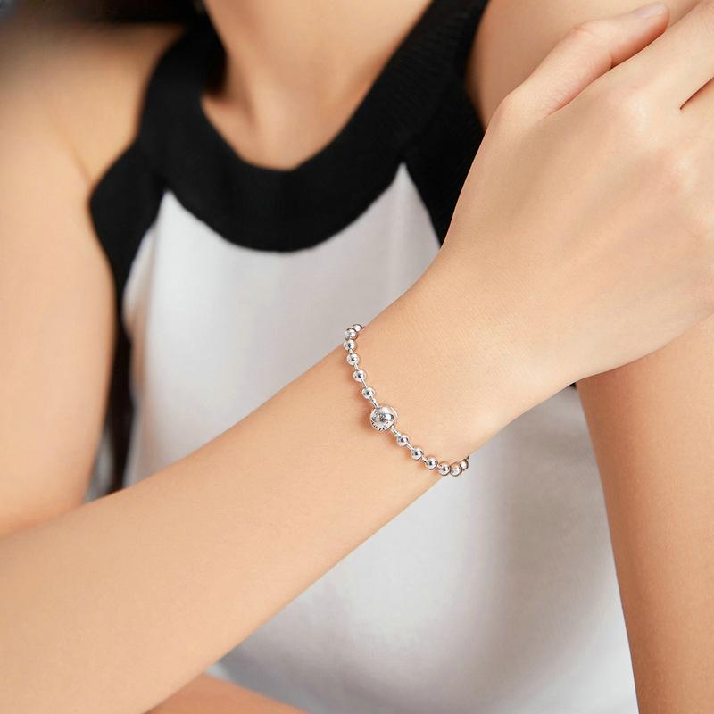 Nový náramek S925 Sterling Silver s kuličkami pro muže a ženy, evropský a americký jednoduchý styl, platinové šperky na ruce