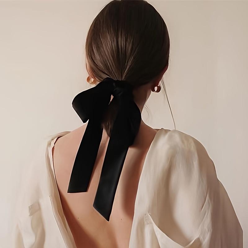 Elegant Velvet Hair Tie with Bow, Vintage Solid Color High Elasticity Hair Ring, Fashionable Leather Band Headband for Women