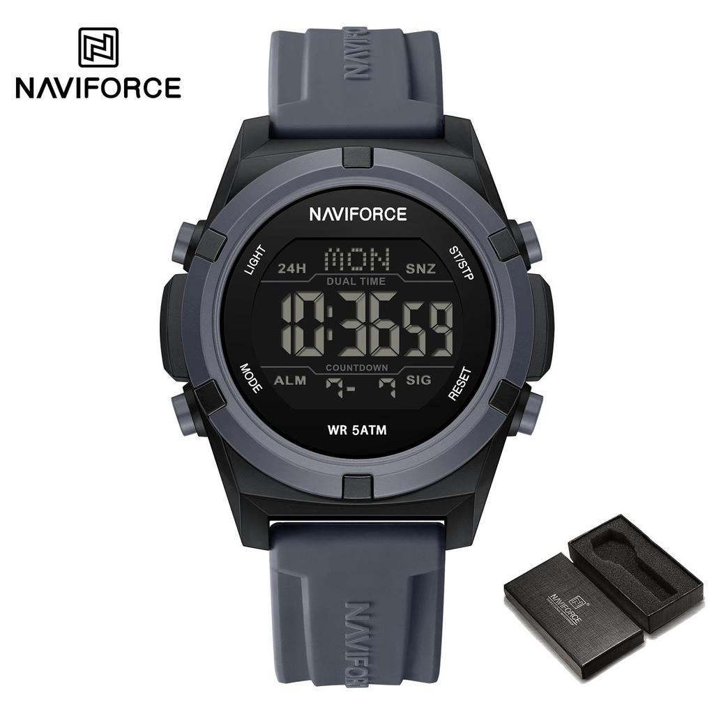 NAVIFORCE Digital Men Boy Watch Outdoor Alarm Chronograph Silicone Strap Waterproof Night Pattern Men Boy Casual Watch Gift NF7127