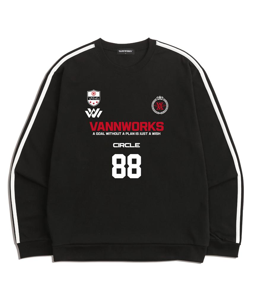 VANNWORKS Two-Tone Uniform Logo Jersey Sweatshirt (Vls0039) Black/Red