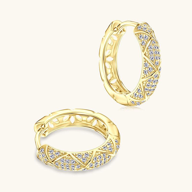 Silvere Glam New Japanese And South Korean Light Luxury Slightly Inlaid Diamond-patterned Moissanite Earrings S925 Sterling Silver Ear Rings