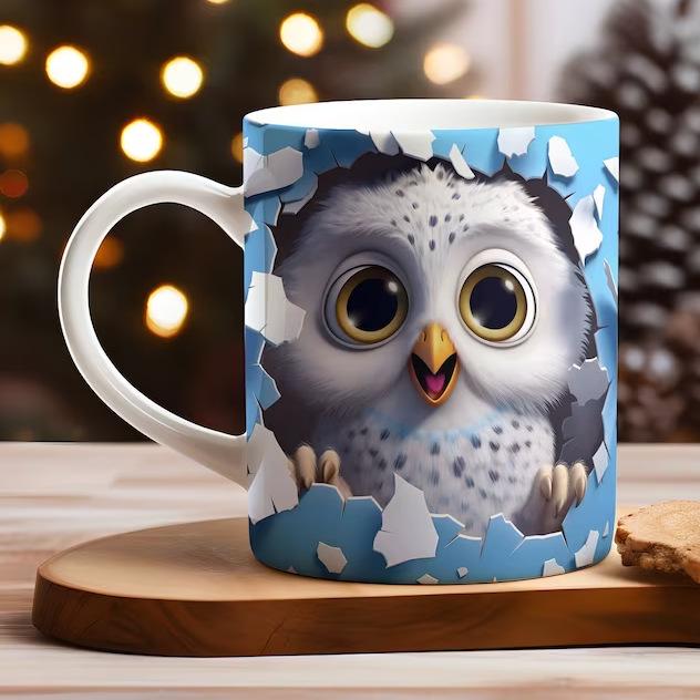 3D Owl Owl Ceramic Coffee Mug Cute Tea Cup Animal Animal Bird Cute