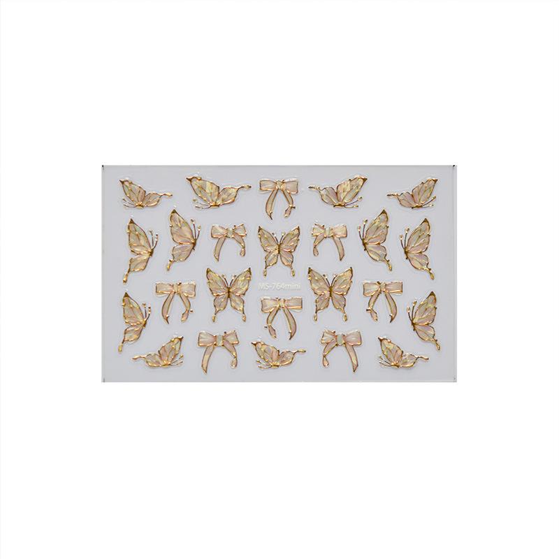 Tomoni Shell Light Nail Art Stickers: Peach Minnie & Colorful Butterfly Designs
