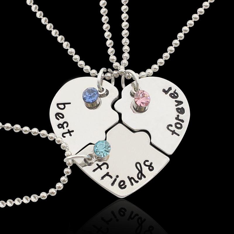 Multi-Person Diamond Heart & Letter Necklace for Girlfriends