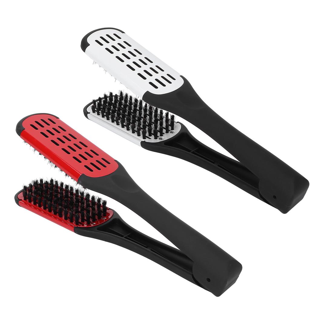 Bristle Double Sided Brush Clamp Multifunctional Hair Brush Straightener Styling Tool for Women Men