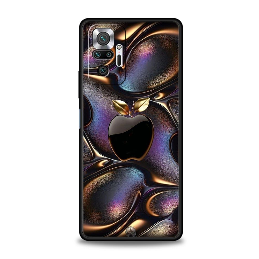 Happy Black Apple Phone Case Cover for Redmi 14C 10C Note 15 14 13 12 10 11 K40 Pro Plus 5G Shockproof Soft TPU Shell Funda Bag