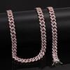 In Stock 9mm Iced Out Bling Miami Cuban Link Pendant Necklace Rose Gold/Silver Plated for Women Men Hip Hop Ice