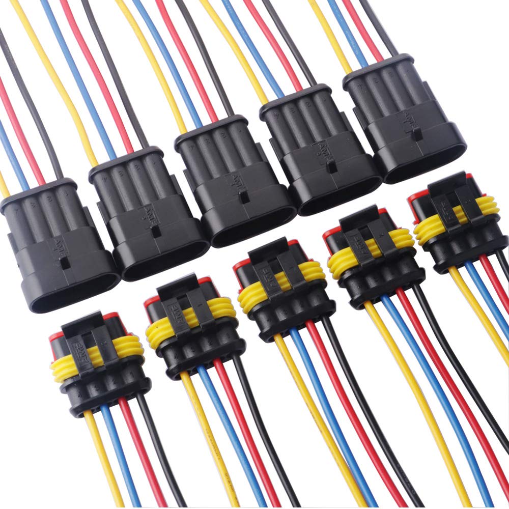 GTIWUNG 5 Kit 4 Pin Waterproof Connector 4 Pin Way Car Waterproof Electrical Connector