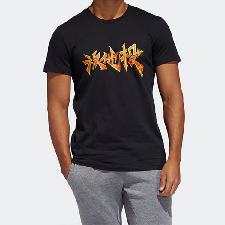adidas T Shirts Men's Black Crew Neck Moderate Straight Fit FT8833