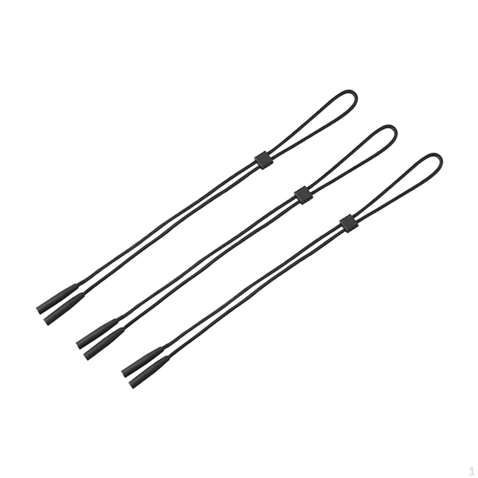 

3 Pack Anti-Slip Sunglasses Cords, Adjustable Polyester Cords Black