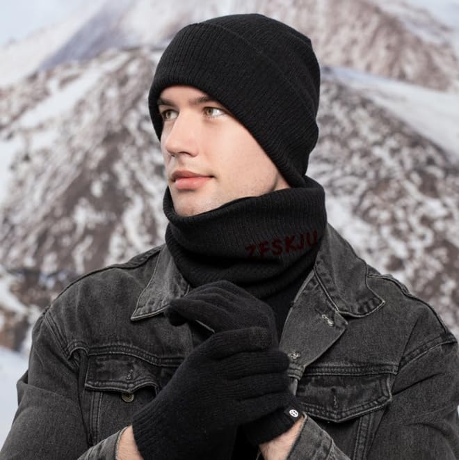 Black Knit Winter Knit Soft Cotton Slimming Stretchy Soft and Solid Color Fashionable Simple and Perfect for Outdoor and Wool Blend [ZFSKJU] Cap;