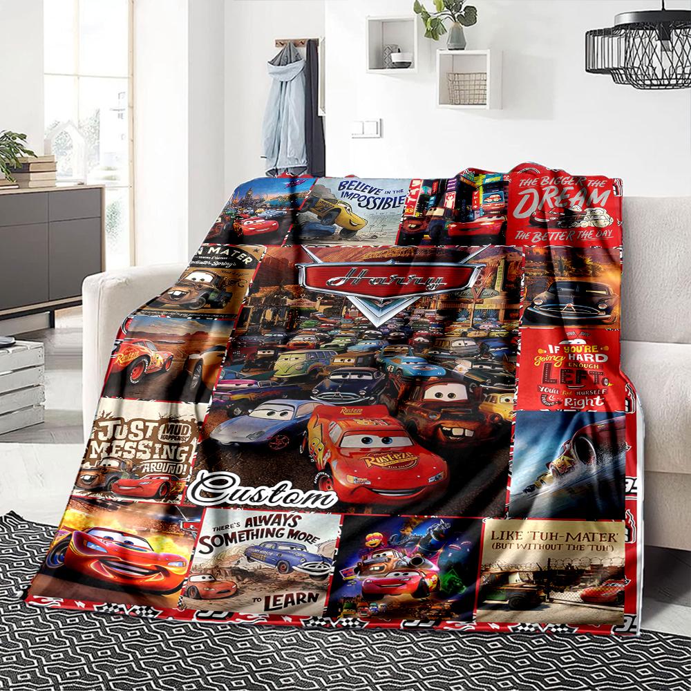 Custom Name Cars Movie Quotes Collage blanket for Couch & Bed, Plush Cozy Fuzzy Blanket Super Soft & Warm Blankets for Fall and Winter. 0908219