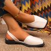 Fashion Plus Size Baotou Sandals Women's Summer New Square Toe Shallow Mouth Cover Feet One Strap Soft Sole Low Heel Shoes